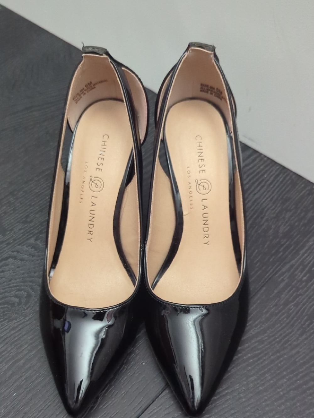 Chinese Laundry Black Patent Pointed-Toe Slingback Pumps